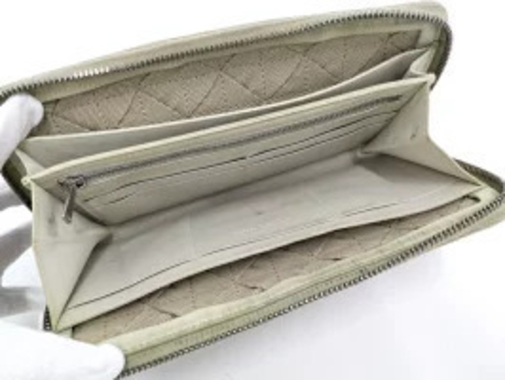 Bottega Veneta Wallet Intrecciato Round Long Cream Canvas Beige Zip Cream Tan